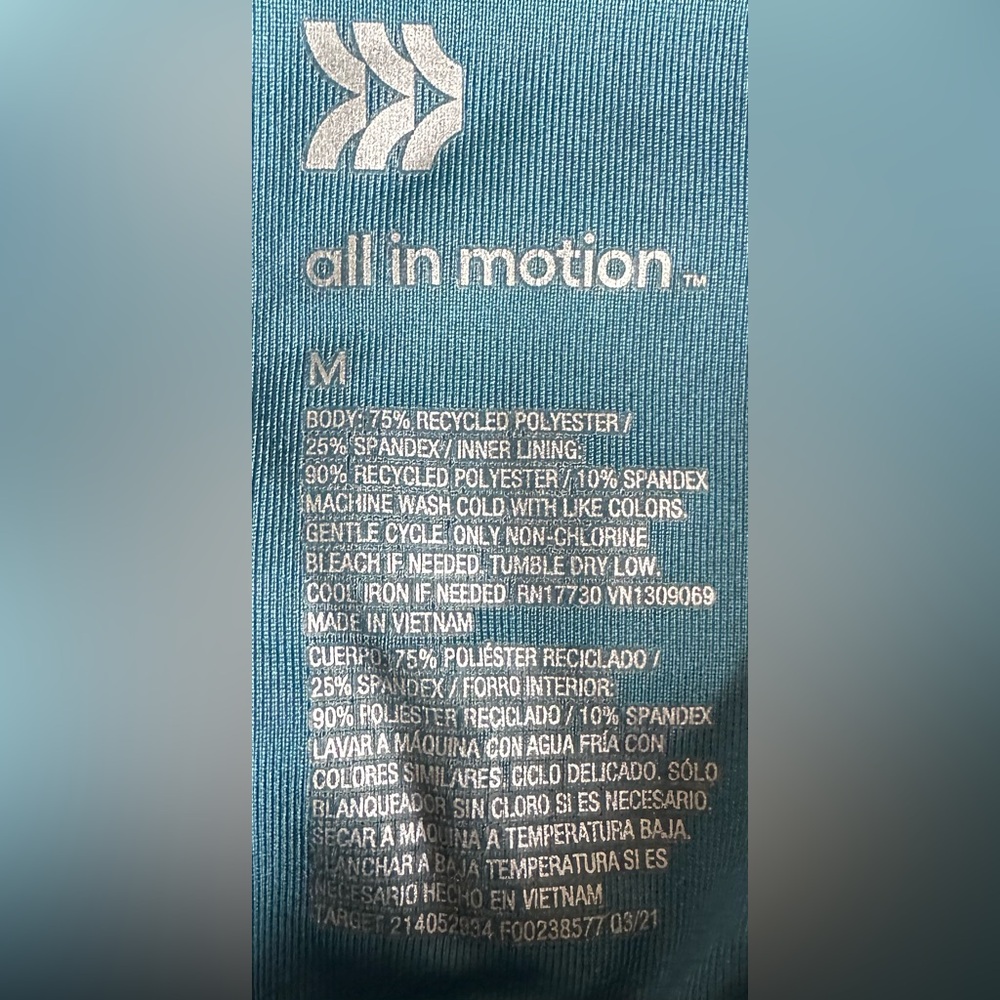 All in Motion Blue Activewear Performance Sports Top - Picture 4 of 4